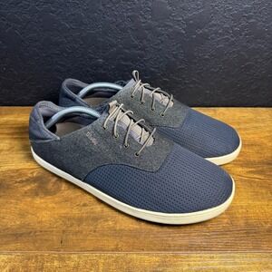 OluKai Nohea Moku 10283 Navy Grey Textile Boat Shoes Mens Size 10.5